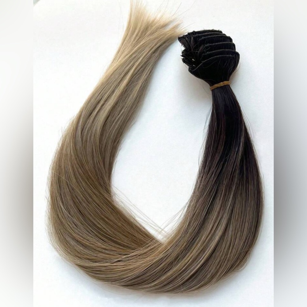 16 Inch Balayage  Style Clip in Hair Extensions Brown to Light Blonde